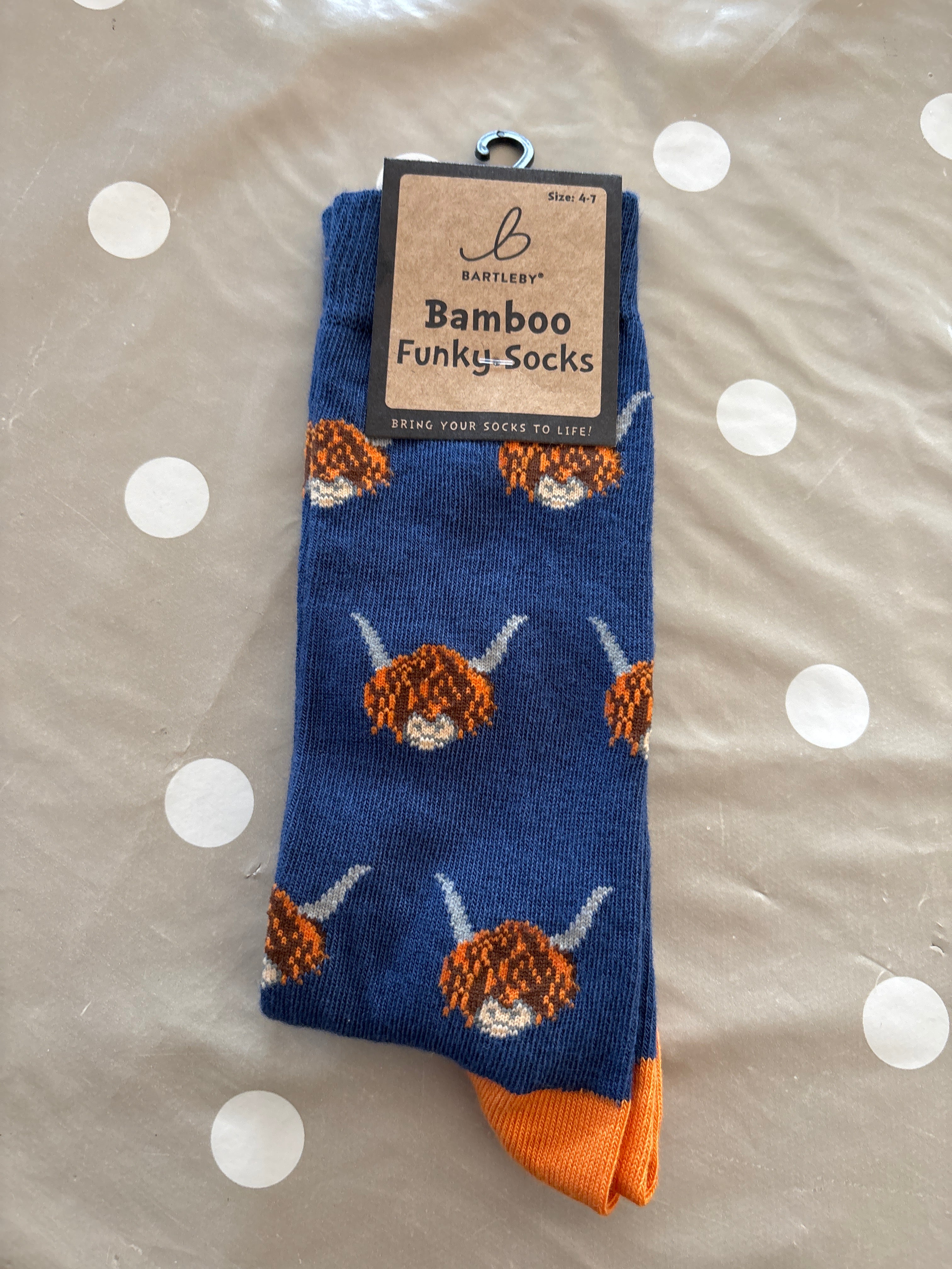 Orange highland cow sock