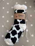 Cow Print Sherpa Socks
