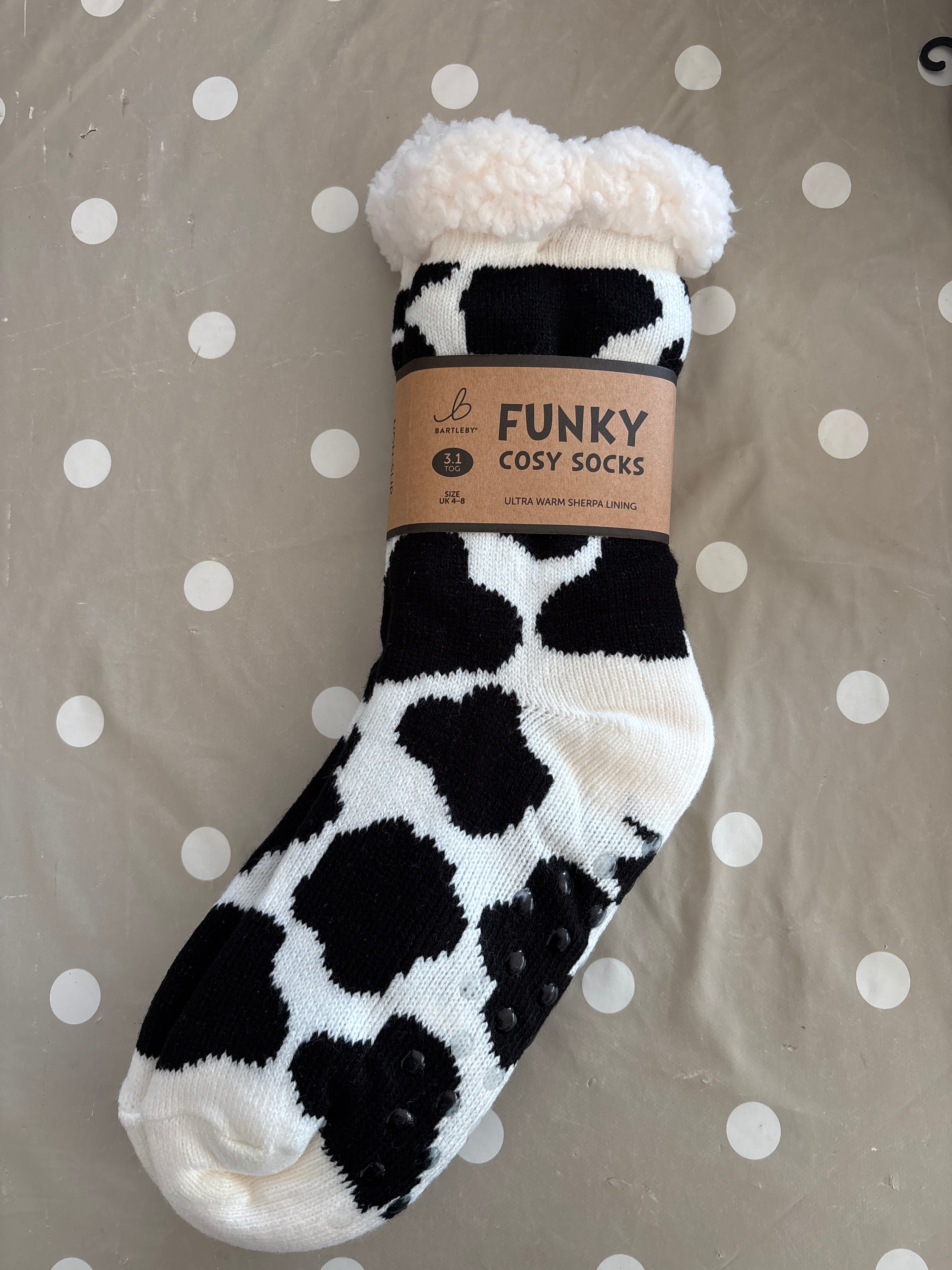 Cow Print Sherpa Socks